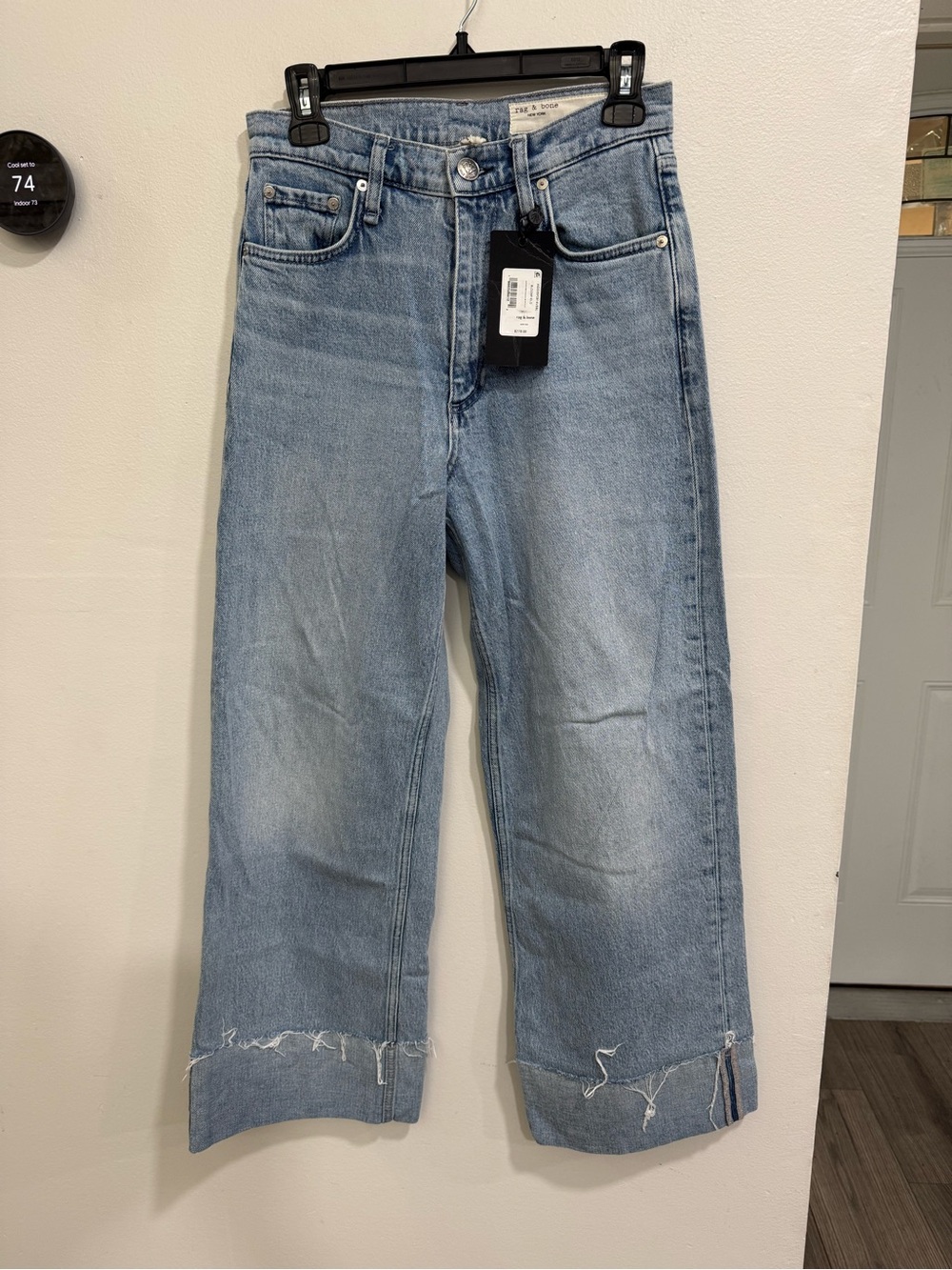 NWT Rag & Bone Andi High Waist Raw Cuffed Ankle Wide Leg Jeans Sz 27‎